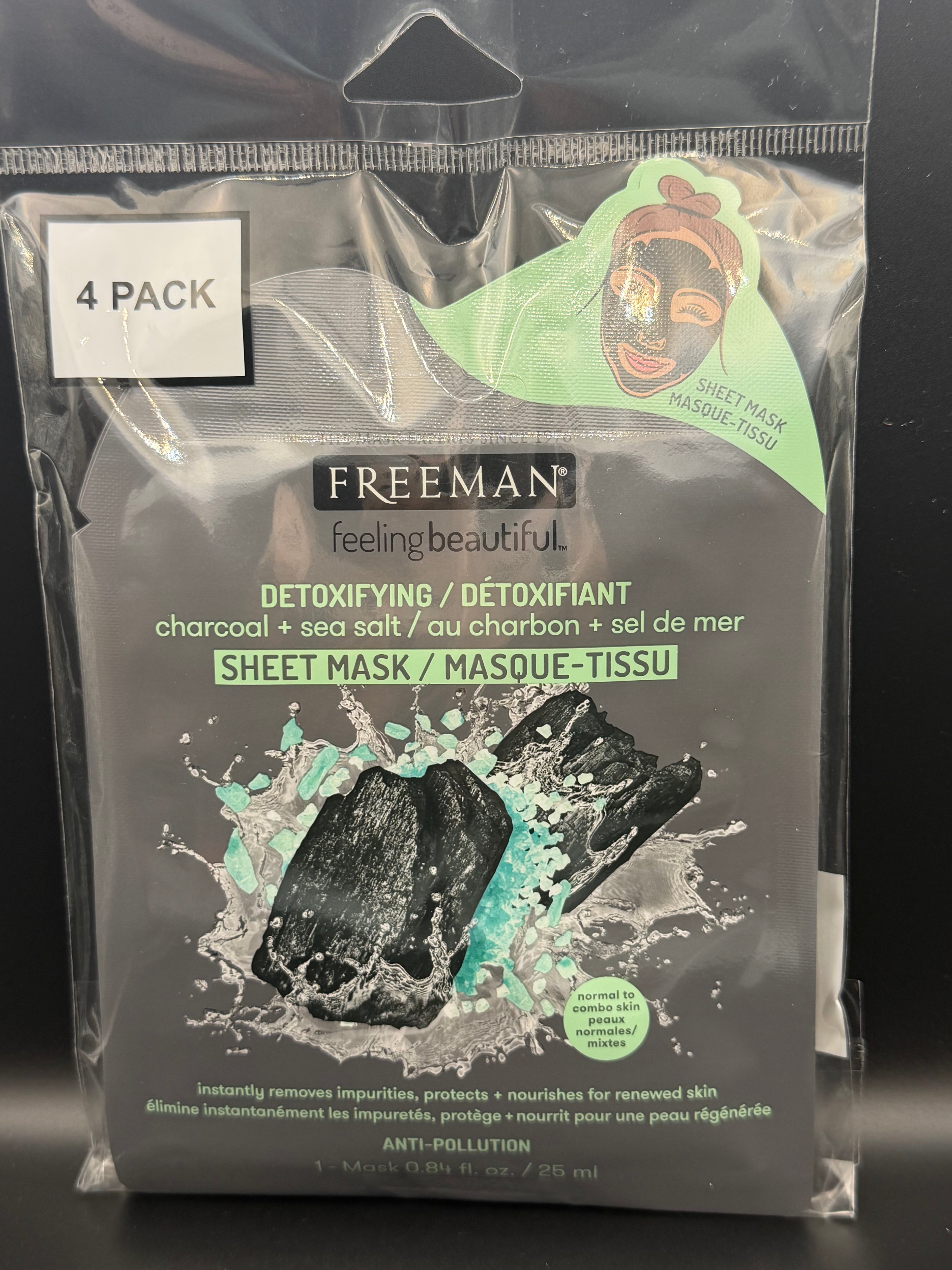 Detox Charcoal Sheet Mask Set (4 Pack)