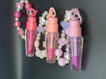 Crystal Charm Glitter Color Changing Lip Gloss Keychain with Beaded Bracelet and Star Charms for Fashion Accessories