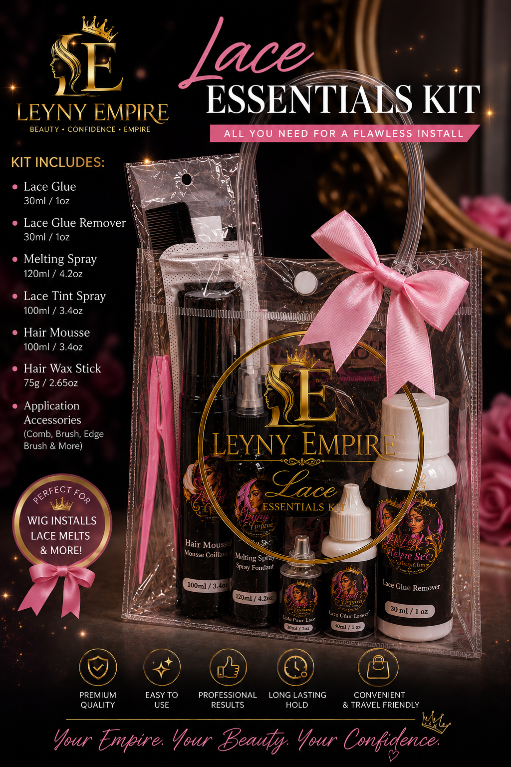 Leyny Empire Lace Essentials Kit – Complete Wig Install Bundle