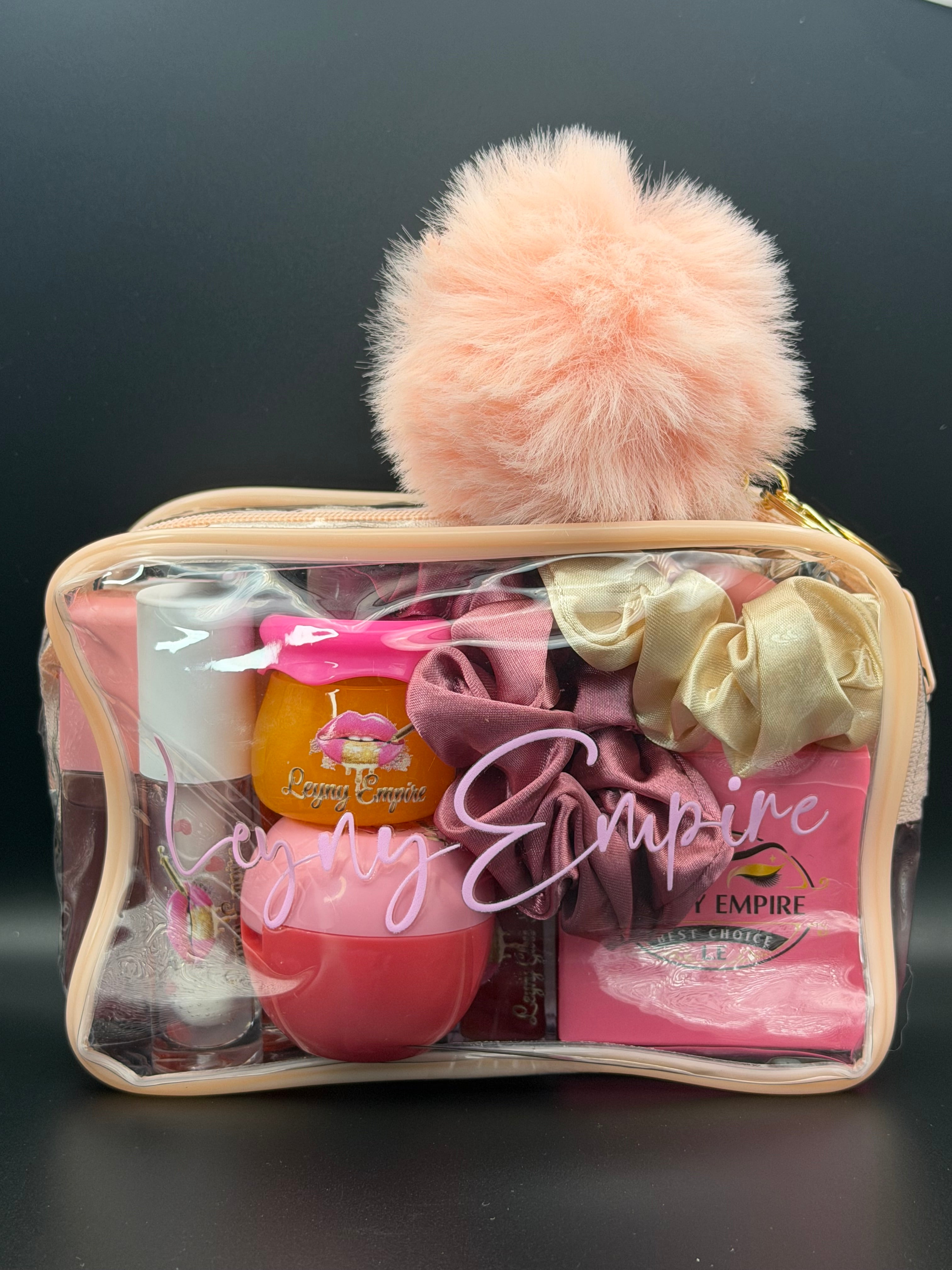 Leyny Empire Pink Luxe Beauty Vault – 10PCS Makeup & Lip Gloss Bundle Set | Lashes, Lip Mask, Eyebrow Gel & Beauty Accessories