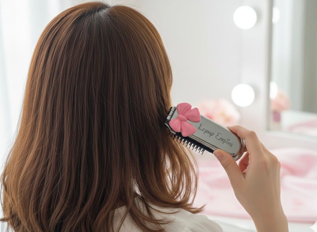 Lenny Empire Foldable Mini hair Brush with Mirror- Portable Travel Comb for Woman & Girls