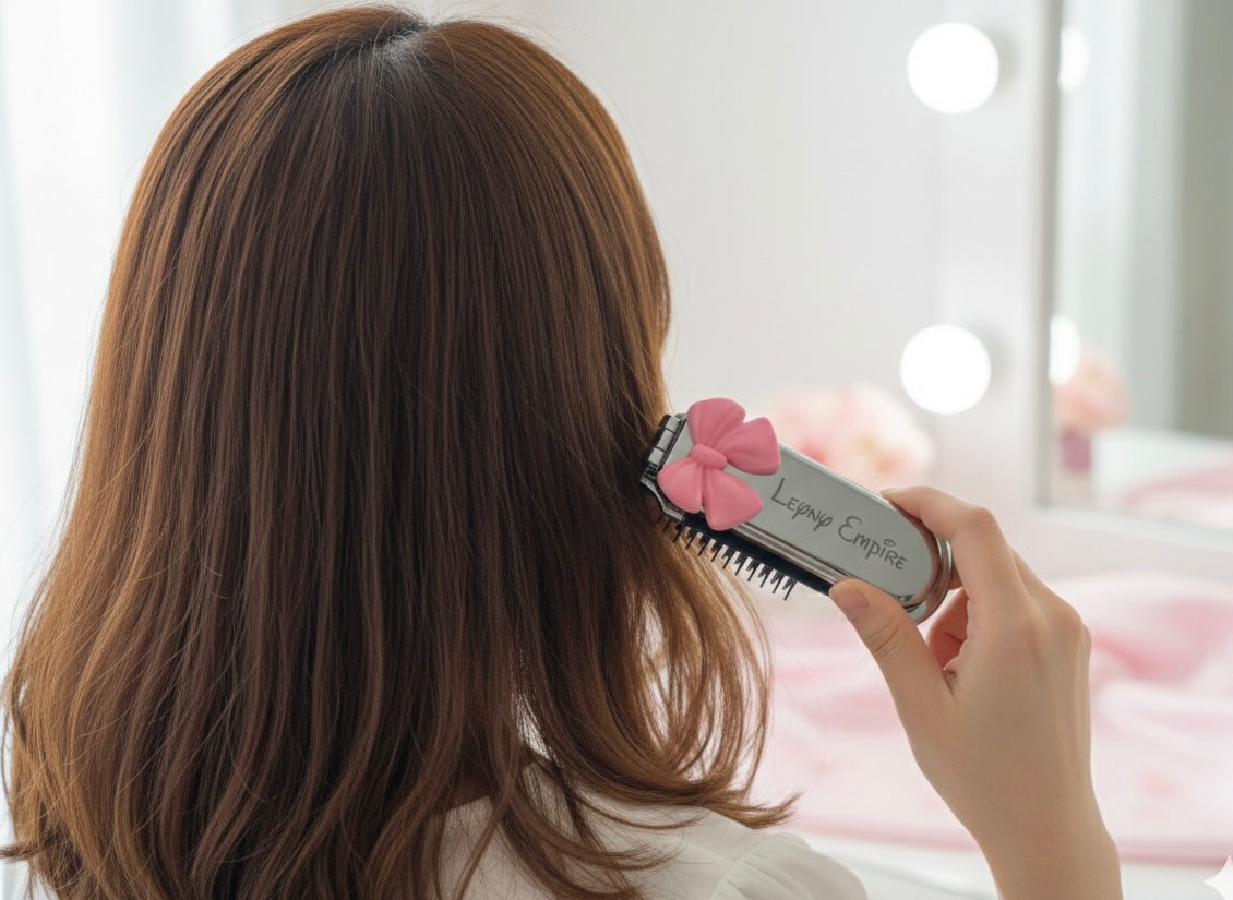 Lenny Empire Foldable Mini hair Brush with Mirror- Portable Travel Comb for Woman & Girls