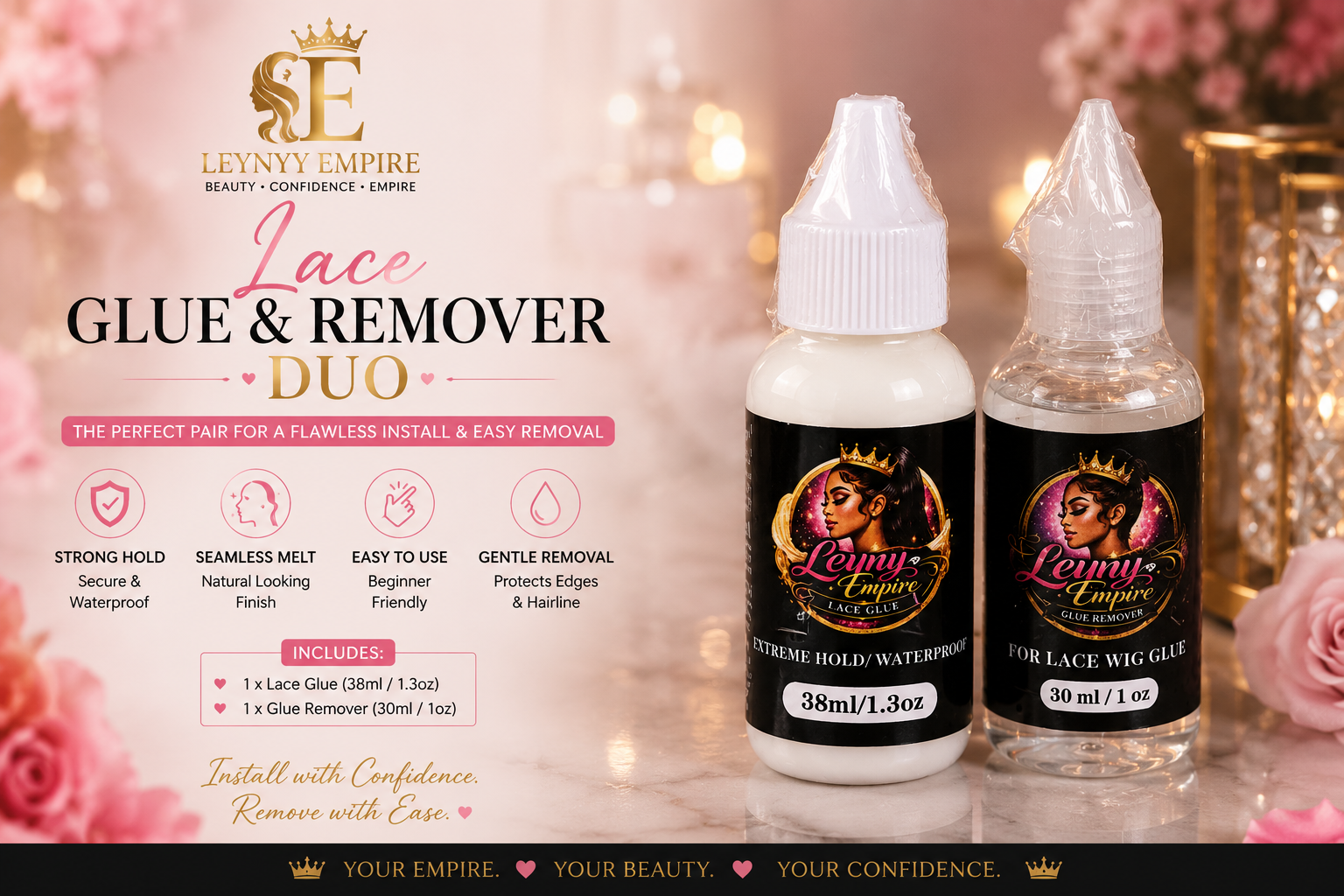 👑 Leyny Empire Lace Glue & Remover Duo