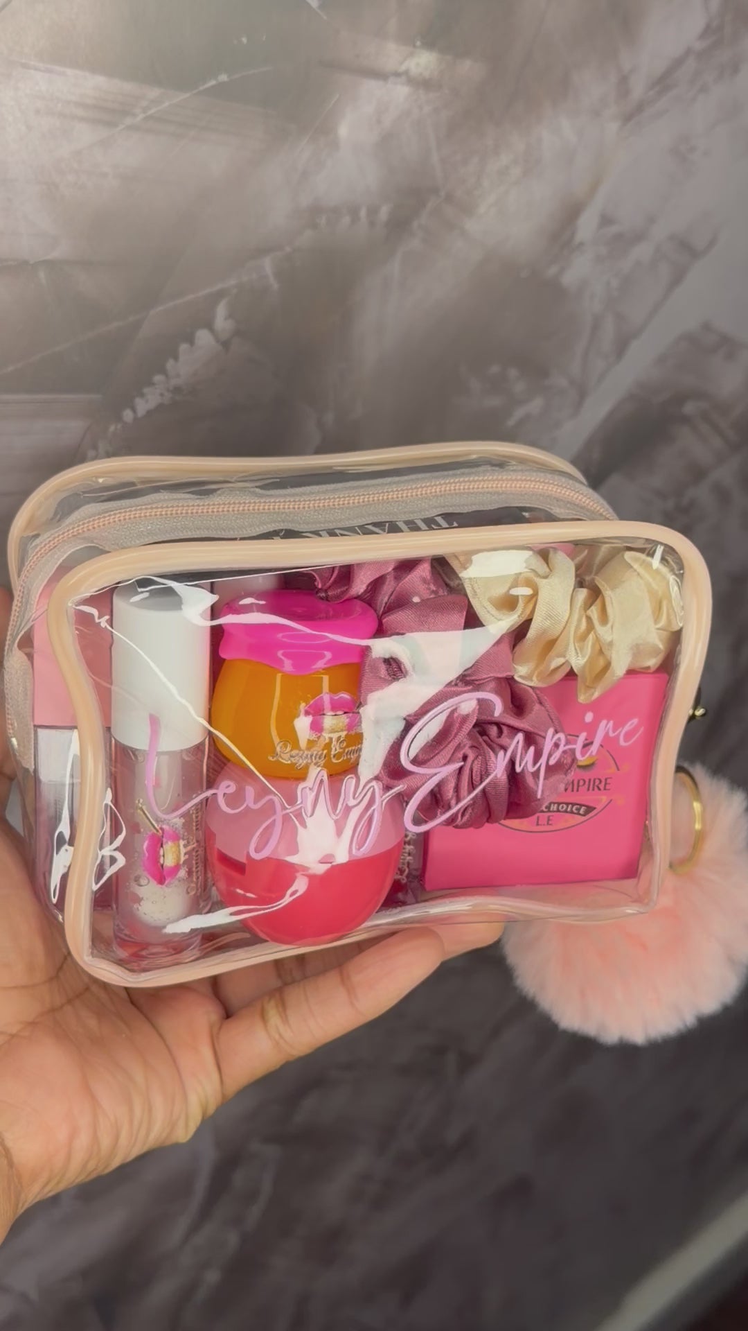 Leyny Empire Pink Luxe Beauty Vault – 10PCS Makeup & Lip Gloss Bundle Set | Lashes, Lip Mask, Eyebrow Gel & Beauty Accessories